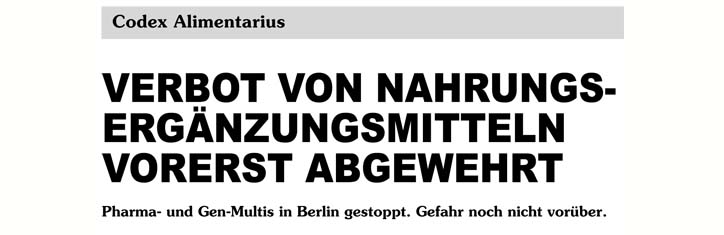 Verbot von Nahrungsergänzungsmitteln vorerst abgewehrt