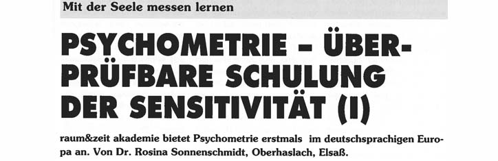 Psychometrie – Überprüfbare Schulung der Sensitivität (I)
