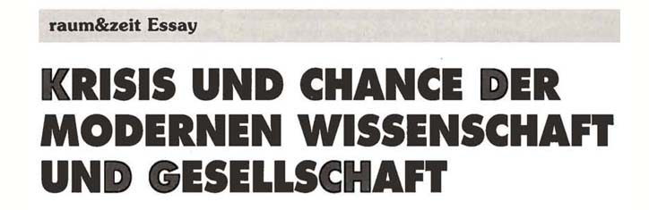 Krisis und Chance der modernen Wissenschaft und Gesellschaft